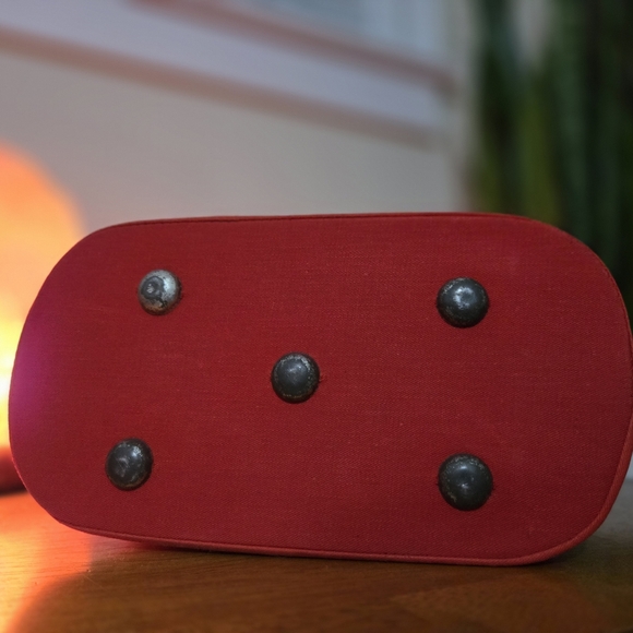 Vintage Japanese Red Canvas Drawstring Tote Bag - Picture 8 of 12